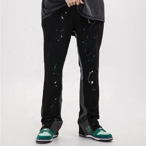 2023 hommes personnalisé de haute qualité décontracté évasé survêtement pantalon de survêtement en détresse Patchwork ceinture élastique empilé Flare Streetwear - Product Image 1