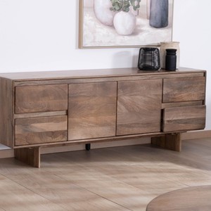 Mueble para TV Vandana Ivory Craft de 160 cm con diseño elegante, estilo Japandi Geta en madera maciza de mango. - Product Image 4