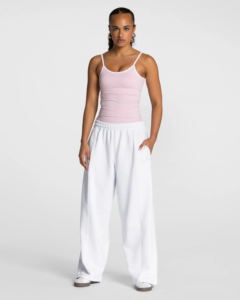 Women's White Wide Leg Sweatpants High Waist Elastic Loose Fit Casual Long <b>Trousers</b> best oversized relax <b>baggy</b> sweatpants - Product Image 3