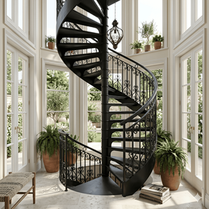 Barandilla de Escalera en Espiral de Hierro Fundido Tradicional, Montada en el Suelo, Resistente al Óxido, para Balcón de Hotel, Escalera Decorativa - Product Image 4