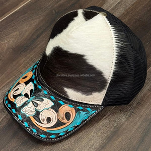 Chapeaux de camionneur en cuir véritable à la mode de haute qualité pour le sport et la vie quotidienne avec des casquettes en maille réglables en cuir de vachette - Product Image 4