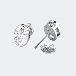 OBERON JEWELS - Pendientes de Diamantes Cultivados en Laboratorio con Corte Ovalado de 1.00 CTW, Engastados en Bisel, Oro de 9K, Color E-F, Claridad VS2, Certificados por IGI, Lujo - Product Image 5