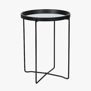 Mesa Redonda con Bandeja de Almacenamiento y Marco de Metal Negro |   Mesa Auxiliar Hecha a Mano, Ecológica y Duradera - Diseño Moderno - Product Image 3