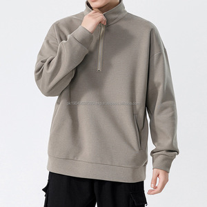 Sudadera de cuello con cremallera de cuarto de alta calidad con logotipo personalizado, sudaderas con capucha y cuello redondo de manga larga con 14 cremalleras para hombre - Product Image 1
