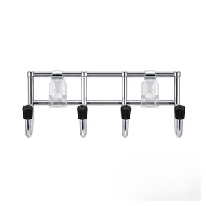 Perchero de pared de acero inoxidable con 4 ganchos, resistente, antirust, organizador de toallas, batas, ropa y bolsos para baño - Product Image 1