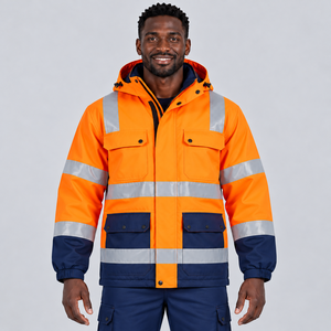 Veste de travail unisexe d'hiver haute visibilité réfléchissante, respirante, imperméable, en polyester, grande taille, pour utilisation routière - Product Image 1