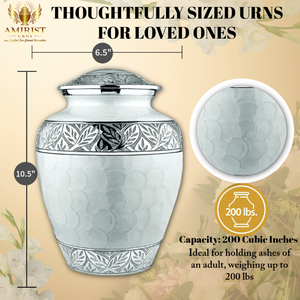 Elegante Urna Funeraria de Metal Blanco para Cenizas Humanas, Urna Decorativa Conmemorativa para Adultos de 10 Pulgadas - Product Image 5