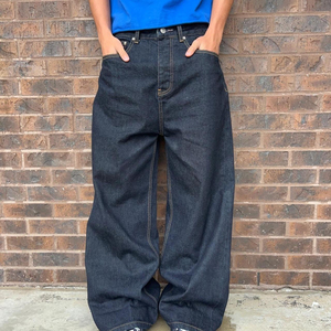 Wholesale Custom Made <b>Mens</b> 100% Cotton Straight Fit Denim Jeans Classic Dark Blue Wash Fashion Pants Manufacturer - Product Image 4