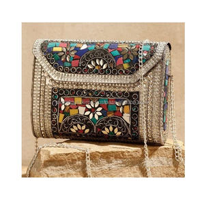 Mosaico estilo indio bohemio bolsos de mensajero de lujo de noche bolso de mano de Metal mujeres Boho boda hecho a mano bolsos al por mayor - Product Image 2
