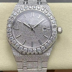 Montre à quartz de luxe moderne pour homme, sertie de diamants Moissanite, design tendance, montre haut de gamme pour homme, entièrement sertie de diamants Moissanite - Product Image 2