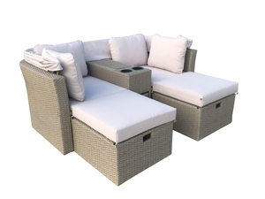 Chaise longue carrée moderne en rotin et acier résistant aux intempéries avec coussin en polyester pour mobilier de jardin d'hôtel – Prix de gros - Product Image 4