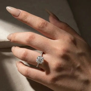 Elegant Design 925 Moissanite <b>Cushion</b> Cut Hidden Halo Engagement <b>Ring</b> in Sterling Silver White Gold Plated <b>Ring</b> for Women's. - Product Image 2