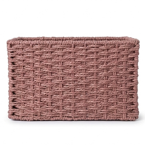 Crea espacios ordenados con esta cesta organizadora decorativa rosa tejida para despensa, armario y almacenamiento en el hogar. - Product Image 5