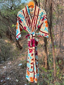 Kimono de Algodón Bordado a Mano para Mujer, Estilo Bohemio, Floral, Abierto por Delante, Manga Larga, Hasta la Rodilla, Túnica de Invierno, Venta al Por Mayor - Product Image 3