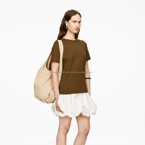 Vêtements pour femmes 2025 220 Gsm coton Spandex fil t-shirt pour femmes été faible Saturation coupe ajustée basique élastique t-shirt femmes - Product Image 2