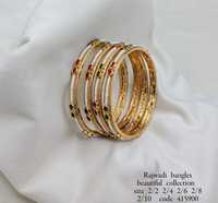 PADMAWATI Private Limited – Ensemble de bracelets de luxe en laiton plaqué or de haute qualité, ornés de diamants multicolores en forme de fleur, pour femmes, style indien