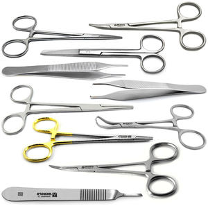 ชุดอุปกรณ์ผ่าตัดเล็ก สแตนเลสสตีล ใช้ซ้ำได้ คีมผ่าตัดเนื้อเยื่อ ที่จับเข็ม กรรไกร แหนบ - Product Image 1