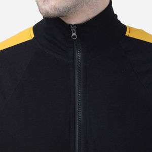 Ensemble de survêtement sportif décontracté pour homme, noir et jaune, avec veste à col roulé zippée et pantalon de jogging – Fabricant - Product Image 2
