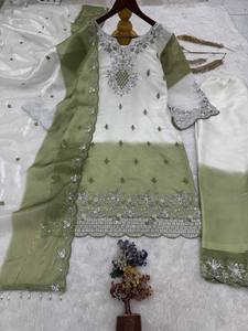 Premium Pure GMY Silk Kurta <b>Pant</b> Set with Digital Print, Heavy Embroidery <b>Sequins</b> Work and Designer Dupatta Export Quality - Product Image 5