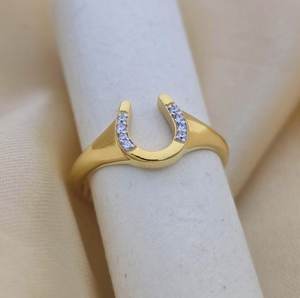 Anillo de Herradura de Plata de Ley 925, Chapado en Oro, con Circonitas, Anillo de la Suerte, Minimalista, Elegante, para Mujer, Regalo de Joyería de Buena Suerte - Product Image 2