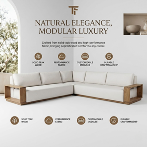 Living Room <b>Sofas</b> Solid Teak Wood Sectional <b>Sofa</b> <b>Set</b> Japandi Corner Couches with Dense Cushions for Modern Home Luxury <b>sofa</b> <b>sets</b> - Product Image 5