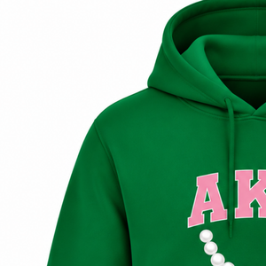 Sudadera con Capucha Verde al por Mayor para Mujer con Letras Griegas Bordadas en Rosa y Diseño 1908, de Forro Polar Suave, Informal, para Hermandades - Product Image 3