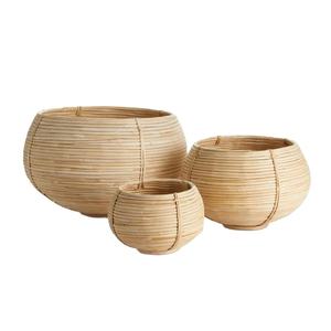 Lot de 3 grands paniers à linge pour la maison Seau en tissu de qualité supérieure en métal et rotin d'occasion - Product Image 1