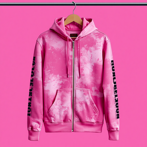 Sudadera con capucha rosa con cremallera, estilo vintage, de algodón lavado, con forro polar y cremallera completa, con personalización OEM ODM - Product Image 1