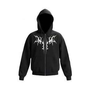 2026 Men's Streetwear Gothic Zip Up Tracksuit Custom <b>Oversized</b> Hoodie & <b>Jogger</b> Set High Quality Cotton casual wear - Product Image 3