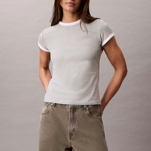 Camiseta Deportiva de Yoga para Mujer, Corte Ajustado, Personalizable, Lisa, Ligera, 180 Gramos, Material de Algodón, Secado Rápido, Cuello en V, Manga Corta, para Verano - Product Image 1