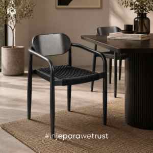 Silla de Comedor de Madera de Teca de Lujo Moderna Personalizada para Restaurante, Silla de Cuerda Tejida al por Mayor, Silla de Café Ecológica para Restaurante - Product Image 1