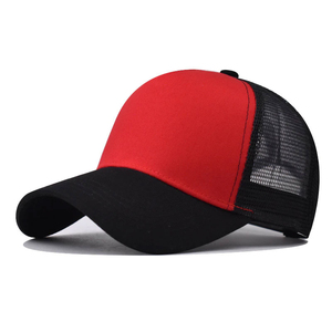 Custom Logo Trucker <b>Cap</b> Red <b>Black</b> Mesh 6-Panel Adjustable Unisex Casual Hat - Product Image 2