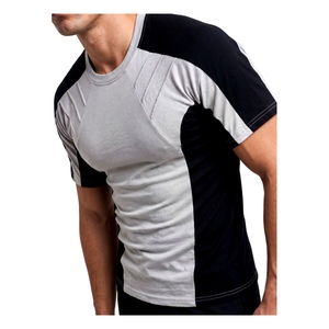 T-shirt de compression pour homme, col rond, manches courtes, color block, haut de fitness, coupe musclée, vêtements de sport, entraînement de musculation - Product Image 3