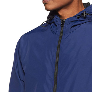 <b>Men's</b> Blue Hooded Windproof Racer <b>Jacket</b> With Zipper Closure Casual Autumn Wear - Product Image 4