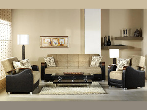 Ensemble de meubles de salon en teck massif de luxe, canapé moderne en tissu marron 3+2+1 places, table basse centrale, villa, hôtel - Product Image 6