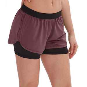Shorts Deportivos de Cintura Alta para Mujer, Color Sólido, con Bolsillos, Secado Rápido, Tejido de Punto, Spandex, Poliéster, Ropa Deportiva - Product Image 1