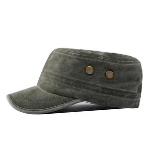 RELEVO INDUSTRY Gorra Plana Unisex de 5 Paneles de Lona de Algodón Vaquero Lavado con Bordado 3D, Cierre Ajustable, Botón de Perla, Color Sólido, Estilo Casual para Playa - Product Image 3