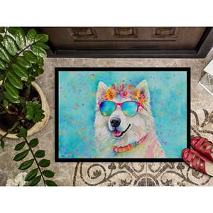 Samoyède Hippie Dawg Paillasson Antidérapant Lavable Low Pile 24H X 36W Intérieur Extérieur Tapis de Porte Avant pour Entrée - Product Image 3