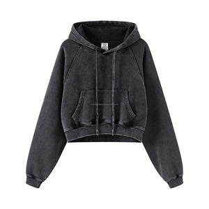 Venta al por mayor personalizada ropa de talla grande impresión recortada mujeres sudaderas con capucha sudaderas fabricantes ropa de aduanas - Product Image 4