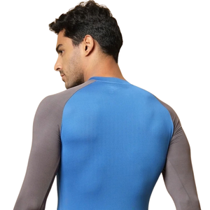 Two Tone Mens <b>Long</b> <b>Sleeve</b> <b>Compression</b> <b>Shirt</b> O Neck Raglan Quick Dry Polyester Body Fit Training Basewear Private Label Suppliers - Product Image 5