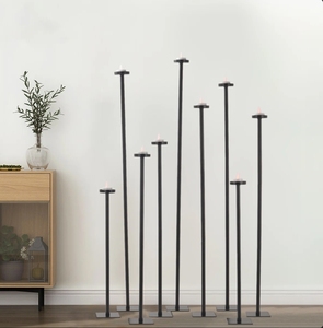 Wholesale <b>Black</b> Metal Floor Candle <b>Holder</b> Set Tall Freestanding Taper <b>Candlestick</b> Stands Event Wedding Venue Home Decor - Product Image 2