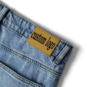 Pantalones Cortos de Mezclilla Anchos de Cintura Alta para Hombre, Estilo Y2K Streetwear, con Cintura Superpuesta, Jorts Skater, Logotipo Personalizado, Oversize, Tejido de Verano de Secado Rápido - Product Image 2