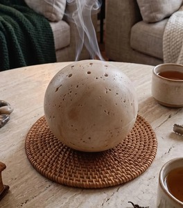 Premium Resin Epoxy Travertine Effect Mabkhara Decorative Arabic <b>Oud</b> Incense Holder for Luxury Living Room and Prayer Space - Product Image 5