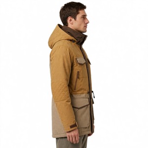 <b>Men's</b> Hooded <b>Safari</b> Jacket Canvas Waterproof Winter Workwear Multiple Pockets Stand Collar Outdoor Coat - Product Image 3