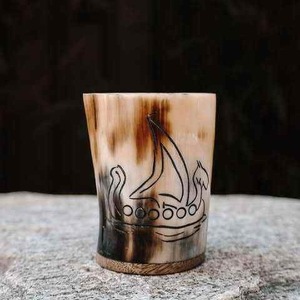 horn beer mug vintage horn mug horn <b>whiskey</b> cup buffalo horn mug polished horn cup natural drinking horn - Product Image 5