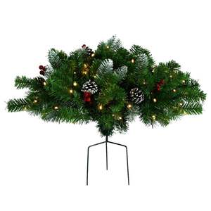 Sapin de Noël artificiel pré-éclairé en PVC vert de 15,7 pouces pour allée - Product Image 2
