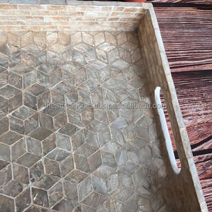 Incrustaciones de perlas madre naturales, moderno, duradero, cuadrado, tamaño personalizado, hecho a mano, decorativo, para servir desayuno, bandeja de mesa de café - Product Image 6