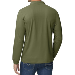 <b>Men's</b> Long Sleeve Solid <b>Green</b> <b>Polo</b> <b>Shirt</b> Button Collar Casual Style 100% Cotton Breathable Woven Oxford Regular Fit 2027 - Product Image 3