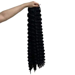 Bestseller tiefwellen schwarze schuss-haarverlängerungen für schwarze frauen rohes, natives menschliches haar in allen größen, angepasst mit bestem preis