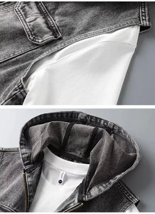 Chaleco vaquero para hombre con cuello, transpirable, con botones y cremallera, estilo vintage, para motociclista, informal, de algodón, sin mangas, tipo chaqueta vaquera - Product Image 5